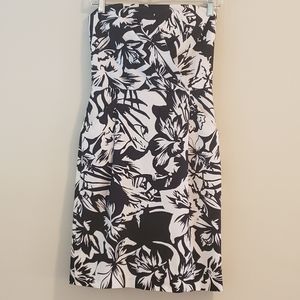 WHBM  Strapless Dress, Black/White, Sz 4